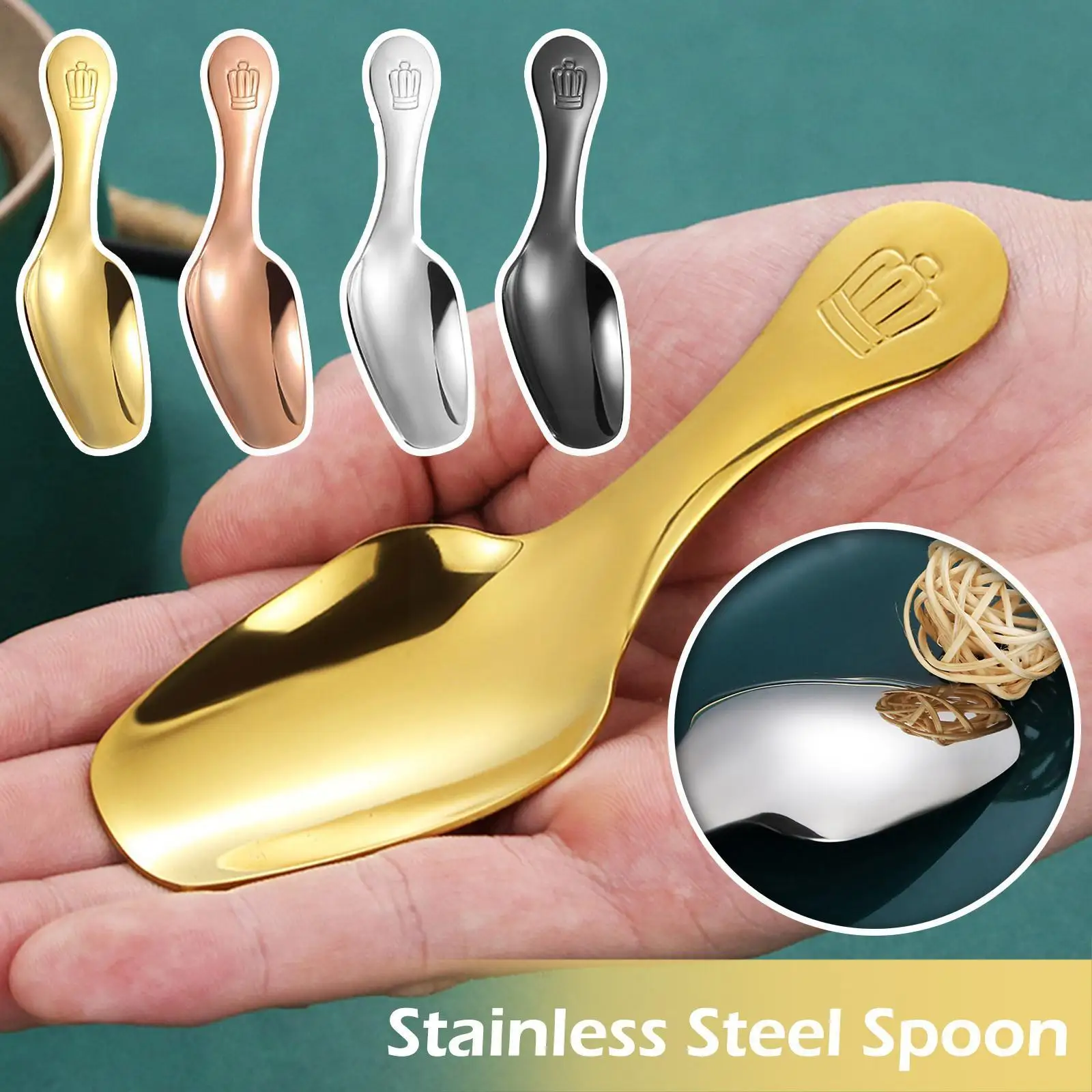 

1pc Kitchen Steel Teaspoons Short Handle Salt Coffee Scoop Tea Sugar Dessert Small Spoon Spoon Spice Condiment Sp T2f4