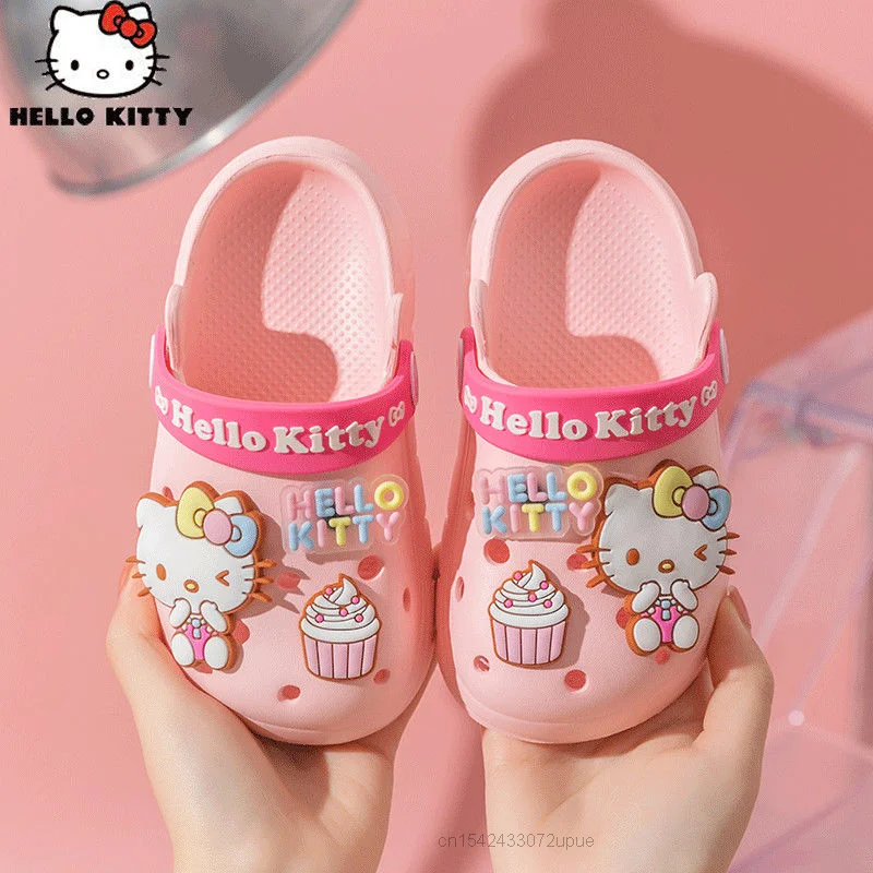 

Hello Kitty Children's Shoes With Holes Girls Boys Summer Soft Bottom Non Slip Beach Slippers Outdoors Covered Kids Fashion Y2k