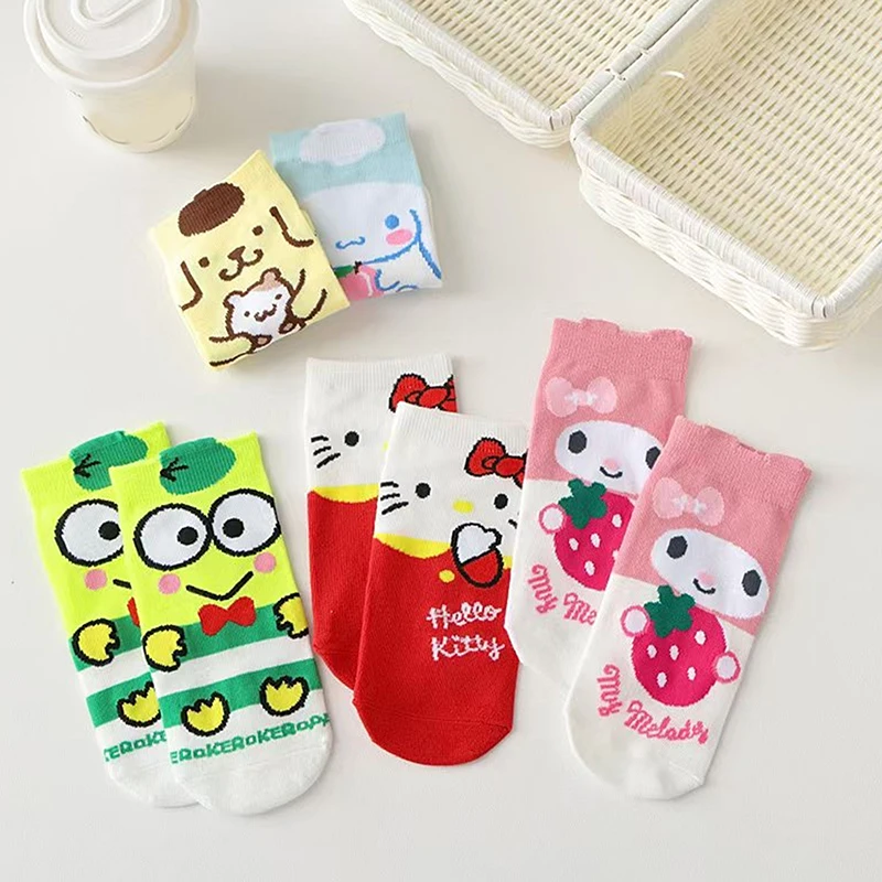 5 пар носков Sanrio Hello Kitty носки в стиле аниме Харадзюку пять милых женских хлопковых