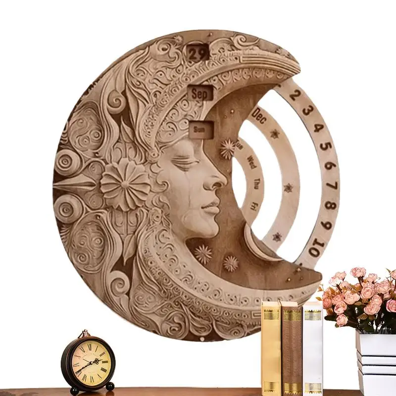 Вечный календарь настенный многоразовый деревянный месяц неделя дисплей даты