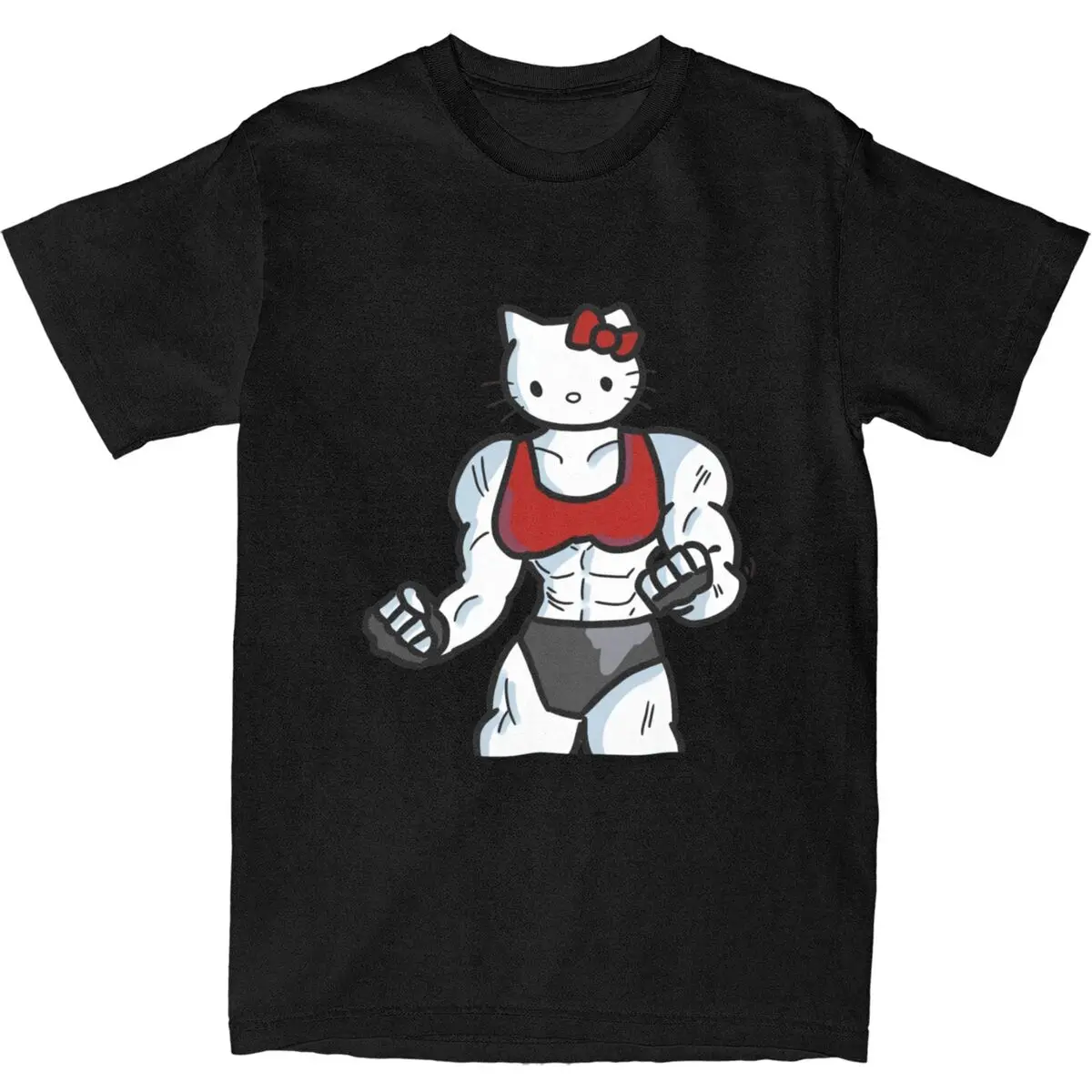 Мужские официальные милые футболки Hello Kitty Training Muscle хлопковые пляжная