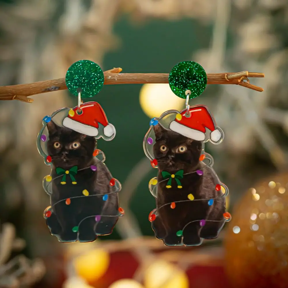 Эстетические серьги с изображением кота рождественские ювелирные изделия