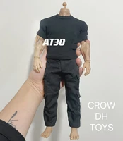 in stock 16th crowdh toys fashion black short sleeves pant trousers model can suit 12inch muscle worldbox at030 body figures