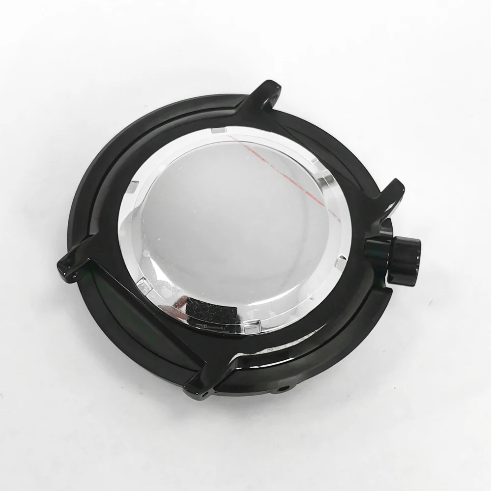 PVD Black 45mm Watch Case Can Case + White Inner Ring + White Rubber Strap Can Accomm Watch Caseodate NH35 NH36 Calibers