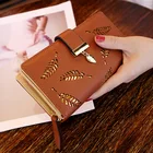 Роскошные брендовые кошельки 2021 для женщин, модный длинный кошелек с несколькими кармашками для карт, кошелек с золотыми полыми листьями для монет, многофункциональный универсальный клатч