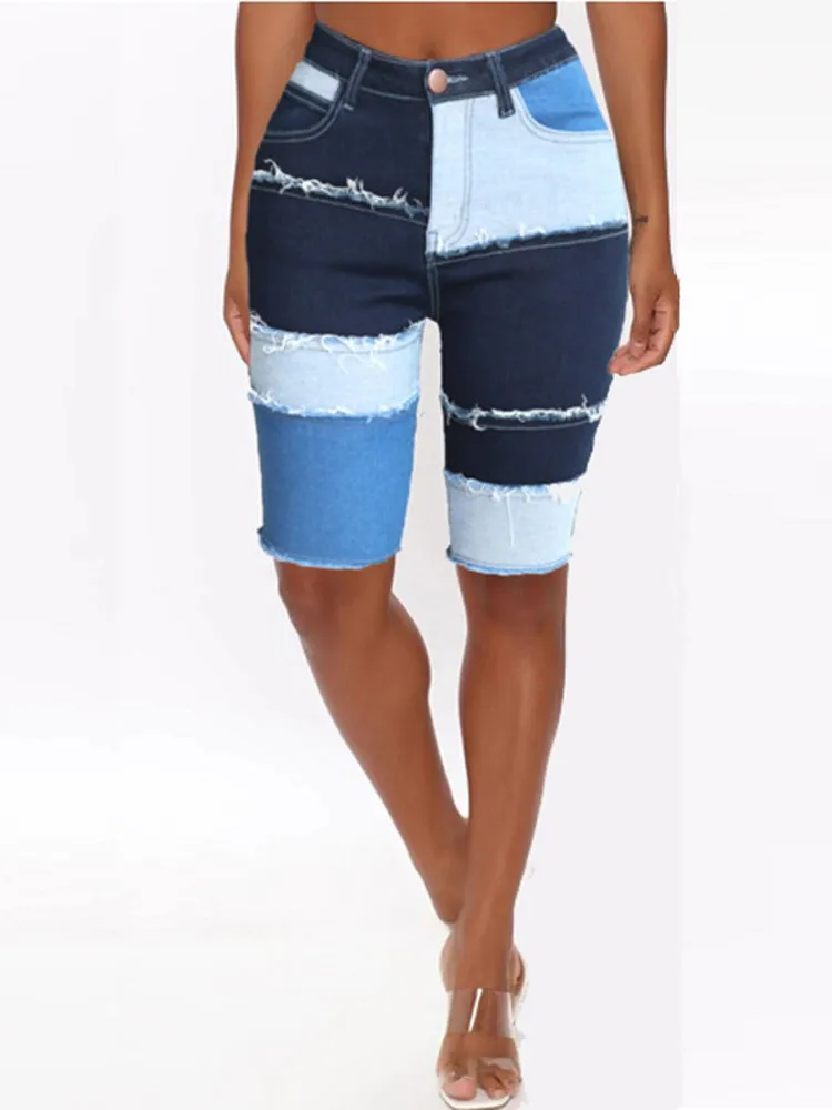Denim patchwork short - купить недорого 