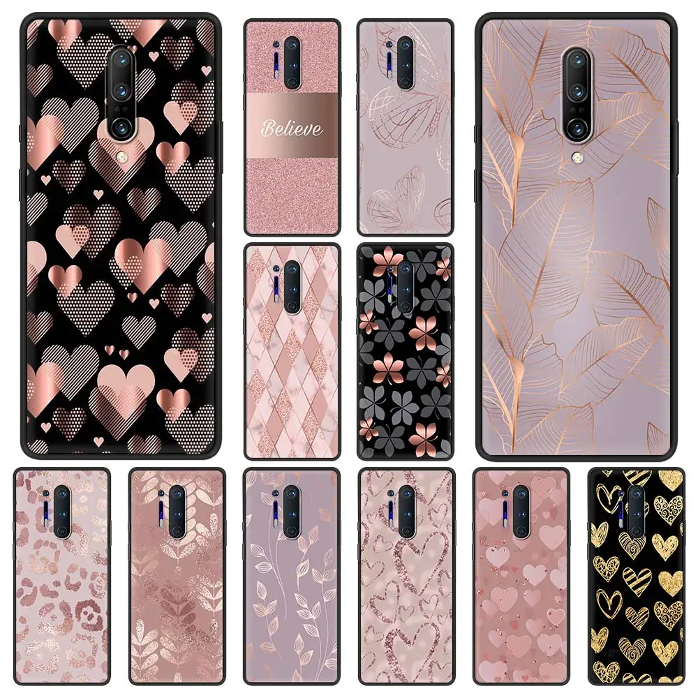 

Gold Rose Love Heart Case for OnePlus 10pro 7T Pro 8 8Pro 8T 9 Pro 9R 9RT Nord2 OnePlus N100 N10 N200 Nord CE