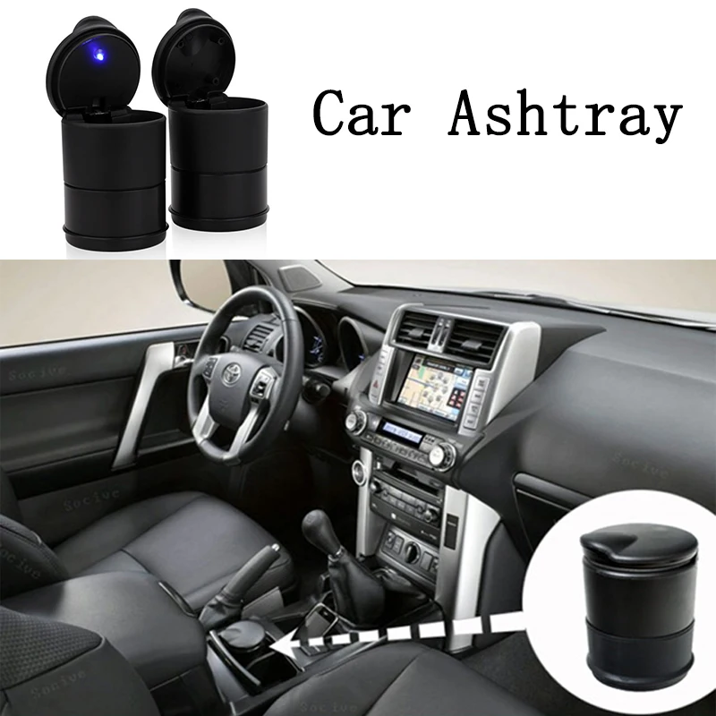 

Car Clamshell Ashtray with LED Light Multifunctional Creative Vehicle Cigarette Ashtray Auto Interior Decoration Accessories
