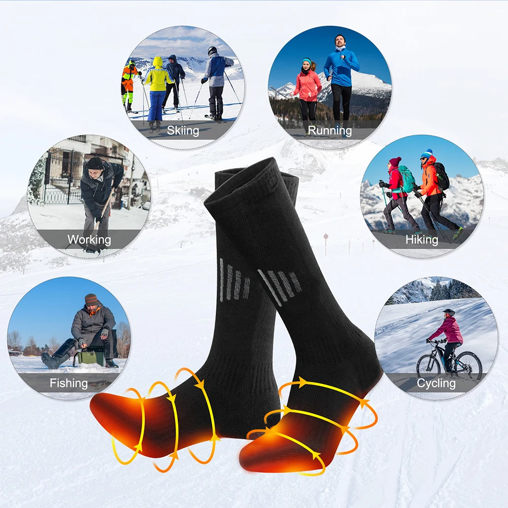 5000mah Battery Heated Socks Rechargeable Electric Heating Socks 3 Modes Thermal Winter Foot Warmer For Men Women Outdoor Skiing