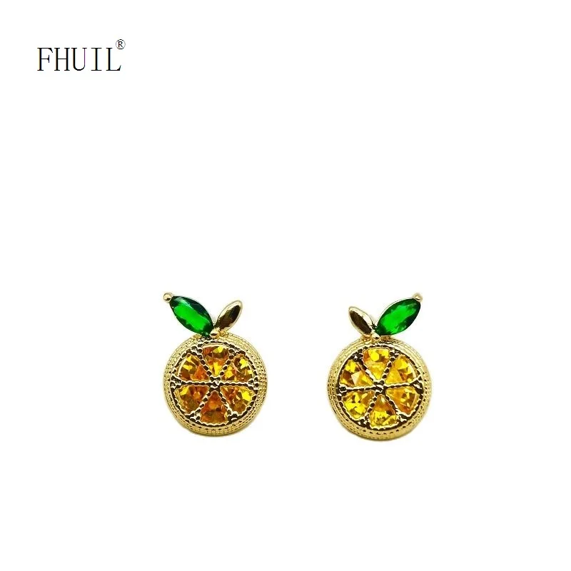 

Korean Cute Lemon Stud Ear Piercing Zircon Gold Plated S925 Silver Needle Earrings For Women Girl Fashion Jewelry