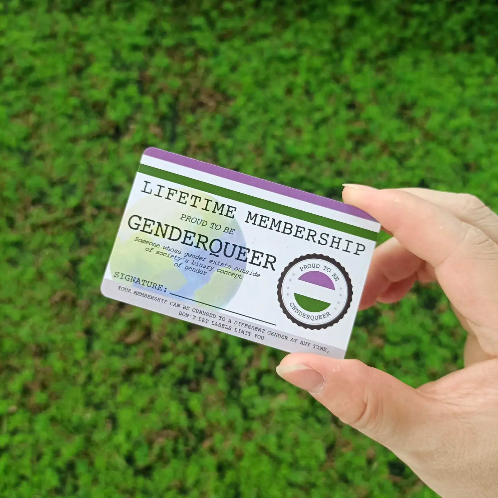 

GENDERQUEER ЛГБТ + удостоверение личности-гей гордости-пожизненная карта участника-идеальный Радужный подарок для сообщества