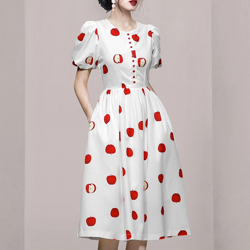 

Винтажные женские модные элегантные платья-миди, женская одежда для вечеринок, летнее женское платье-трапеция с принтом, платья 2022