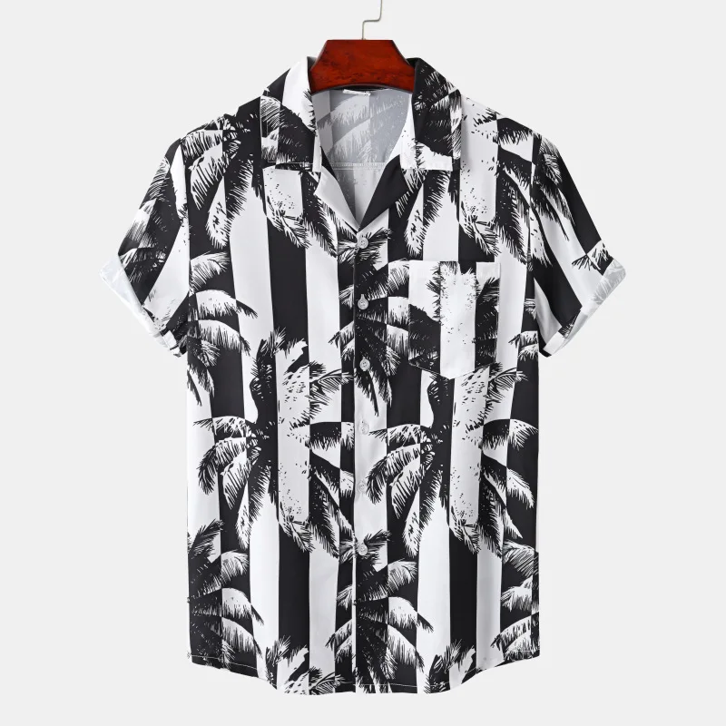 Camisa hawaiana de manga corta con botones para hombre, Camisa Masculina de playa con estampado elegante, ajustada, ropa de fiesta y vacaciones, talla XXL