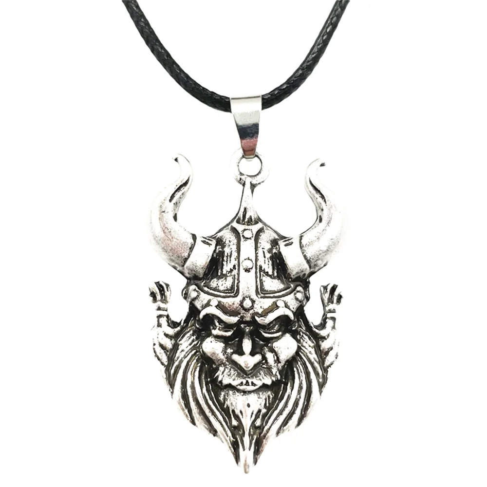 

Nostalgia Vintage Vikings Warrior Pendant Norse Odin Horns Helmet Viking Necklace For Men Slavic Amulet Talisman Punk Jewelry