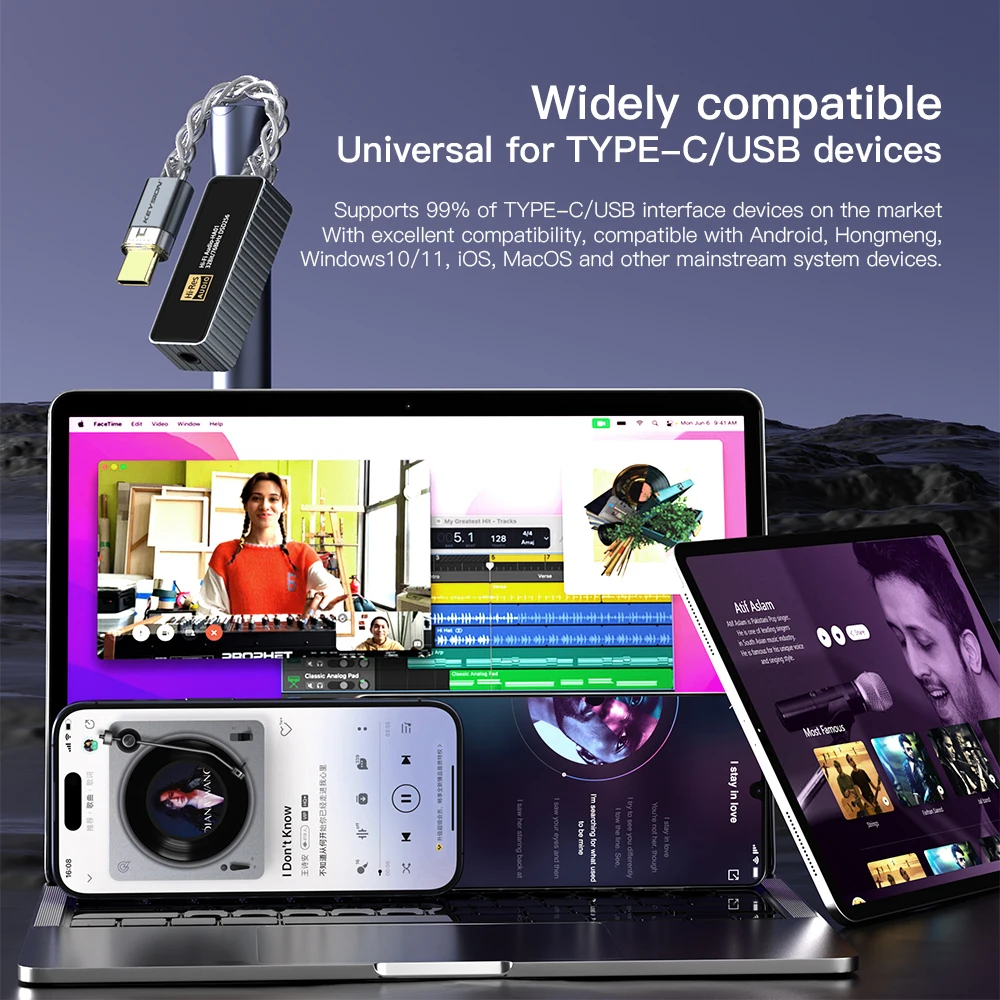 KEYSION 768 кГц DSD256 CS43198 + CT7601 USB ЦАП аудио HiFi декодер усилитель для наушников Type-C до 3 5