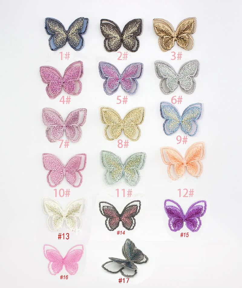 50 шт. аппликаций-бабочек для вышивки, двухслойные, 3D, кружевные пластыри, материалы для декора платьев и головных уборов Сделай сам.