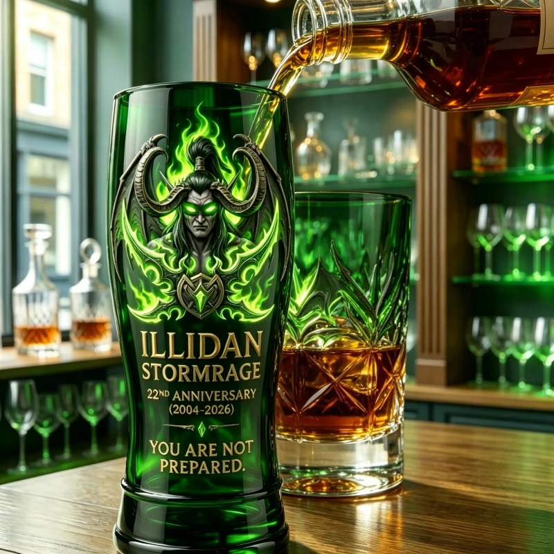 Фото Креативная зеленая кружка для пива World of Warcraft Illidan Stormrage, коллекционная чашка для фанатов игр, для бара, паба, вечеринок №3