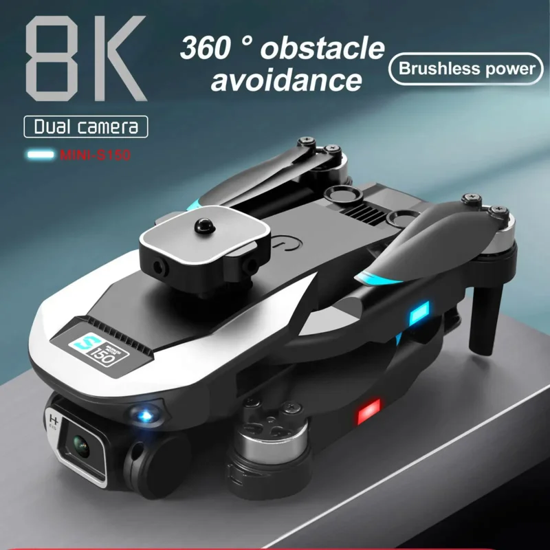 

S150 Mini Drone 8K Dual Camera Obstacle Avoidance Professional ESC Optical Flow Brushless RC Quadcopter Toy Mini Dron