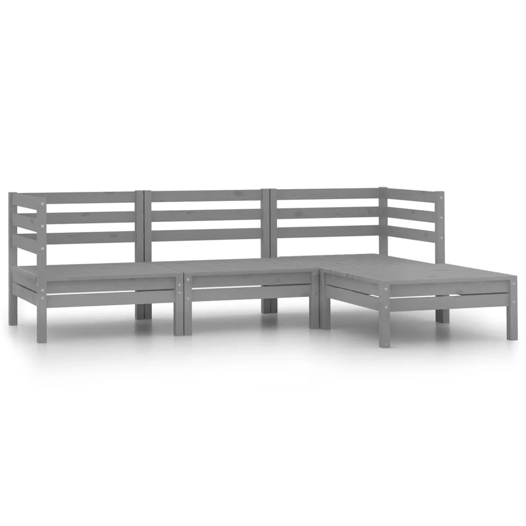 

Garden living room 4 pcs solid pine wood Gray