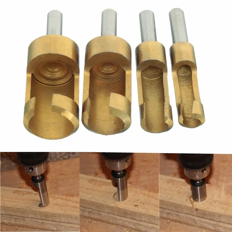 

JUSTINLAU Four-piece barrel corkscrew Titanium drill bit for dowel tenon cork cutter hole opener woodworking drill
