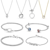 2022 new hot womens jewelry for original pandora diy gem necklace ear studs beads love charm 925 sterling silver bracelet