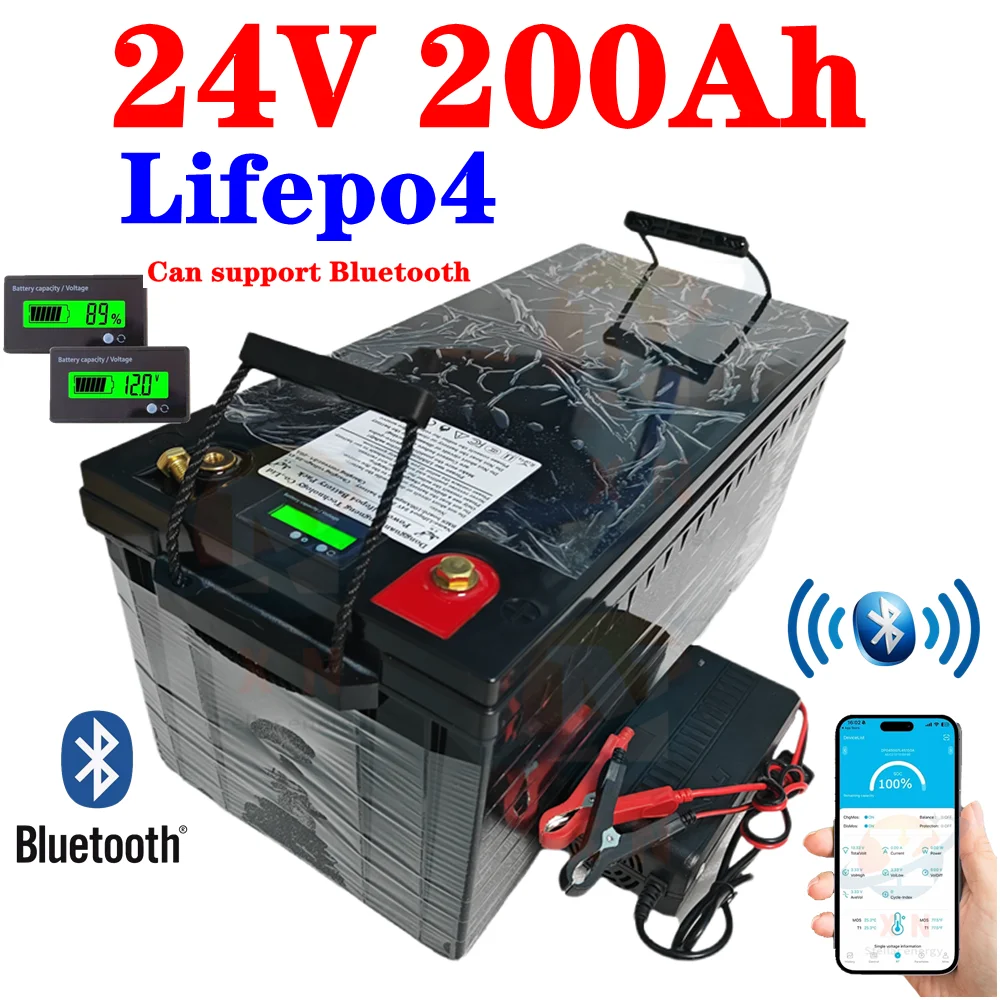 Аккумулятор al litio 24V 200AH lifepo4 con APP bluetooth BMS на инвертор da 2000W Solar RV гольф-кар alimentazione di