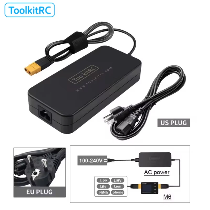 Фото Адаптер питания ToolkitRC ADP200 AC - 200 Вт, 19.5 В, 10.3 А, разъем XT60 для зарядных устройств RC iSDT GTPower HotRC SkyRC №4