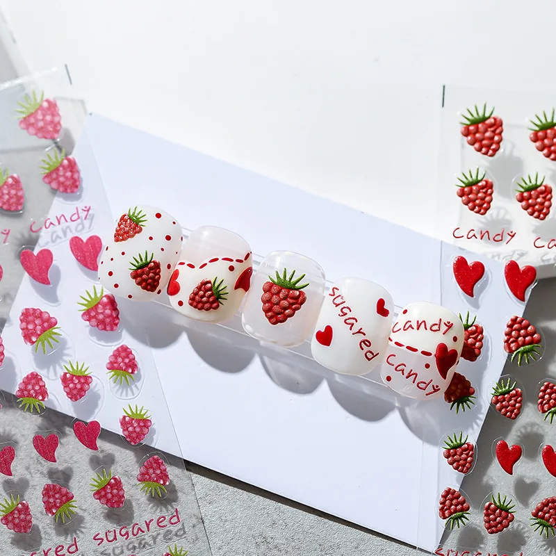

New craft strawberry thin tough nail sticker adhesive nail sticker jewelry delicious raspberry nails accesories