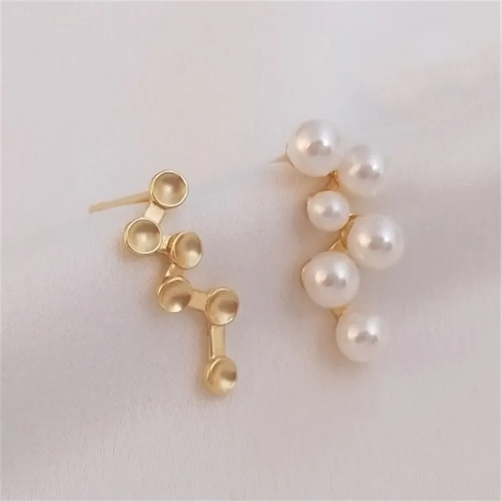 Полые серьги с жемчугом 14 карат серебро 925 пробы иглы сделай сам клейкие бусины