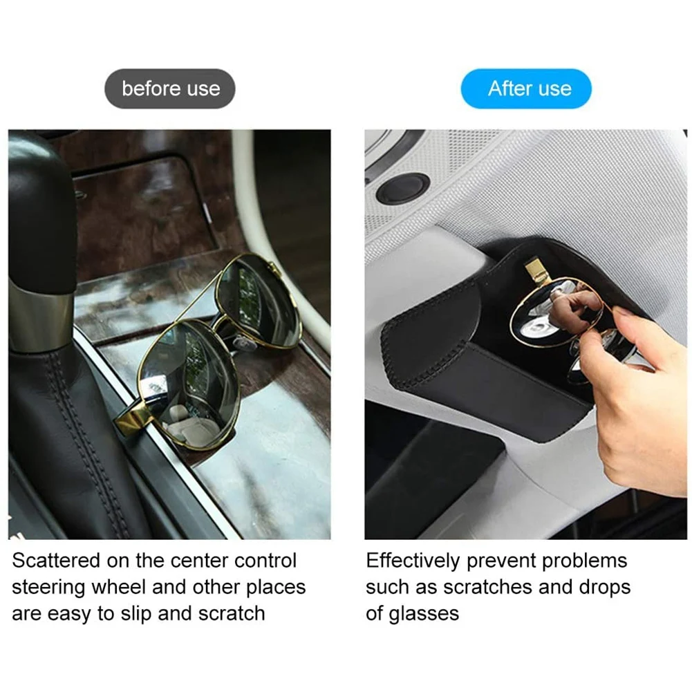 Универсальный автомобильный держатель для солнцезащитных очков кожаный зажим