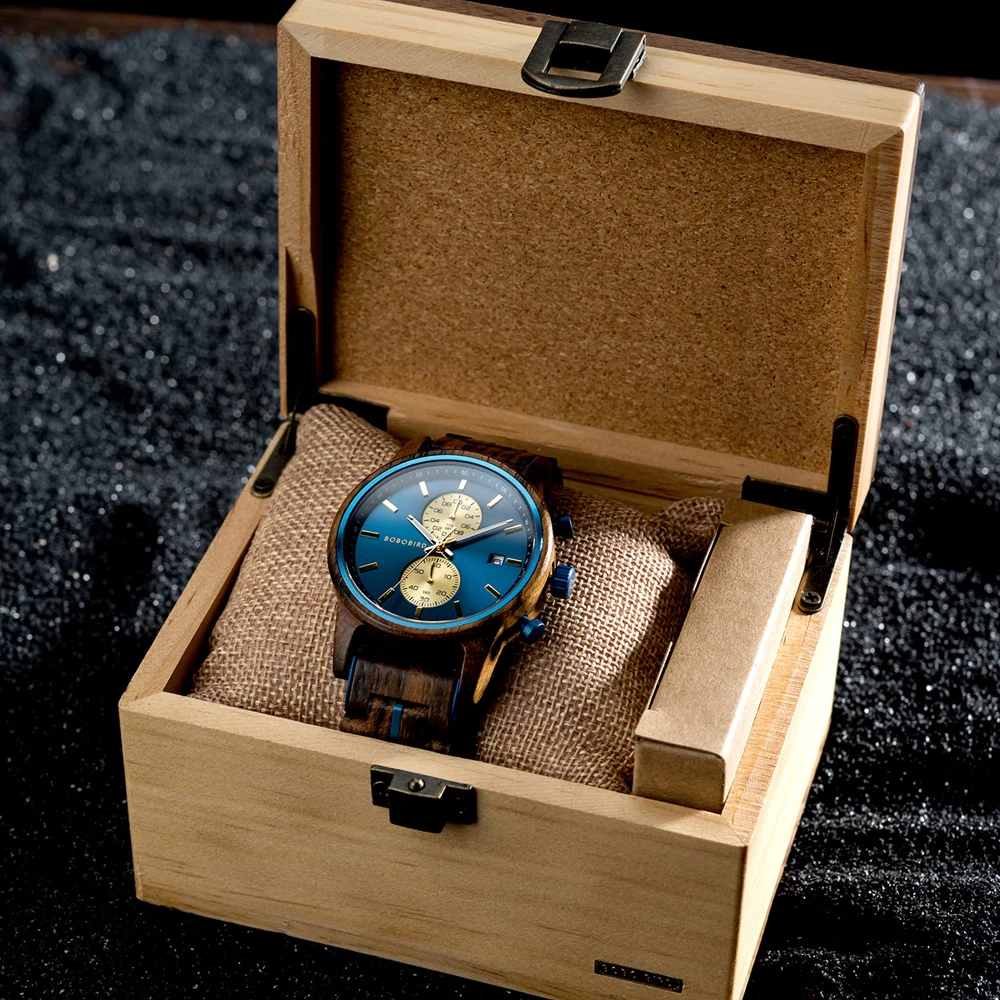 Men's Watch Wood Man Watch Luxury Wrist Man Watches Wood Stopwatch Date Chronograph Wristwatches relogio masculino Male Watch