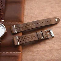 retro genuine leather watchband 18mm 20mm 22mm 24mm calfskin watch straps porous breathable handmade stitching for men