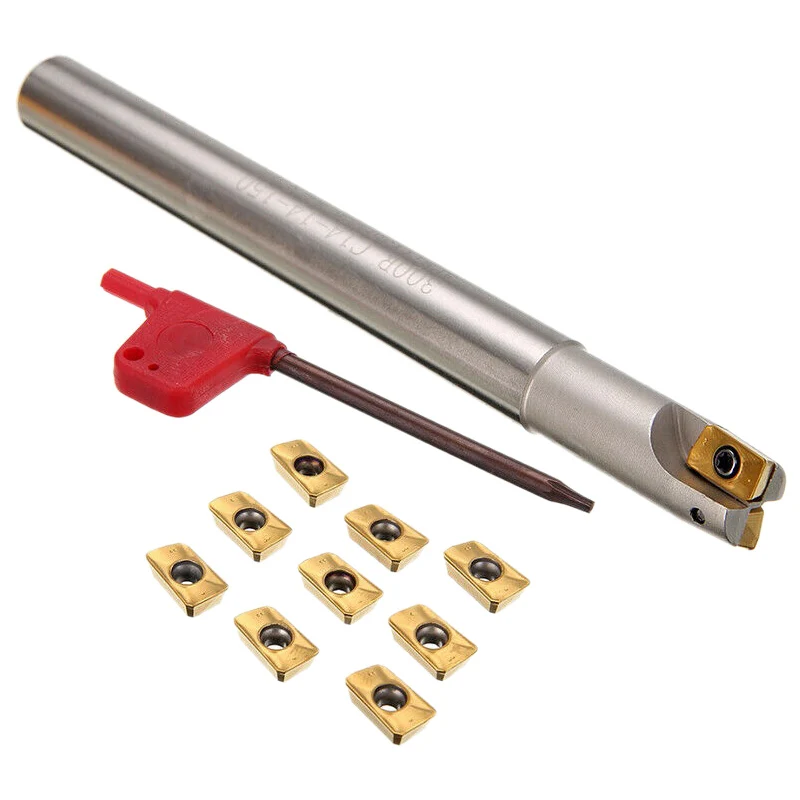 

New-Bap 300R C14-14-130 Milling Cutter Tool Holder 12 X 130Mm + 10Pcs Apmt1135pder Inserts + Wrench For Cnc Milling Machine
