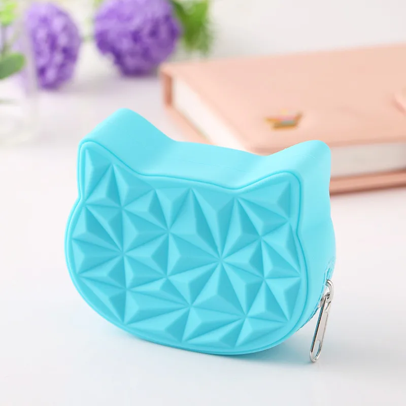 New Brand Cute Cat Women Silicone Short Wallet Girls Mini Coin Purse Key Wallet for Female Daily Clutch Purse Headset Bags