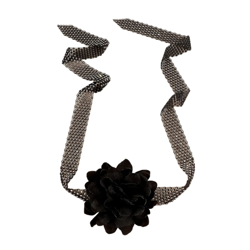 

Женский чокер с пайетками, облегающий чокер с цветами и пайетками