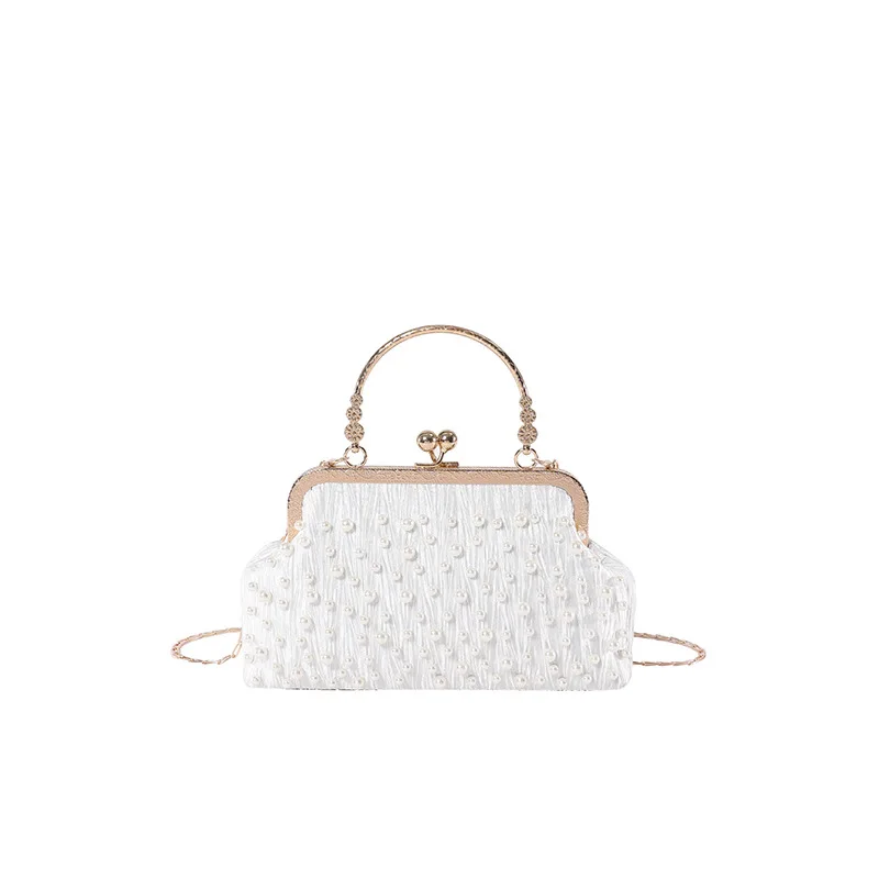 Сумки-мессенджеры через плечо в стиле ретро с жемчугом для женщин 2024 простая