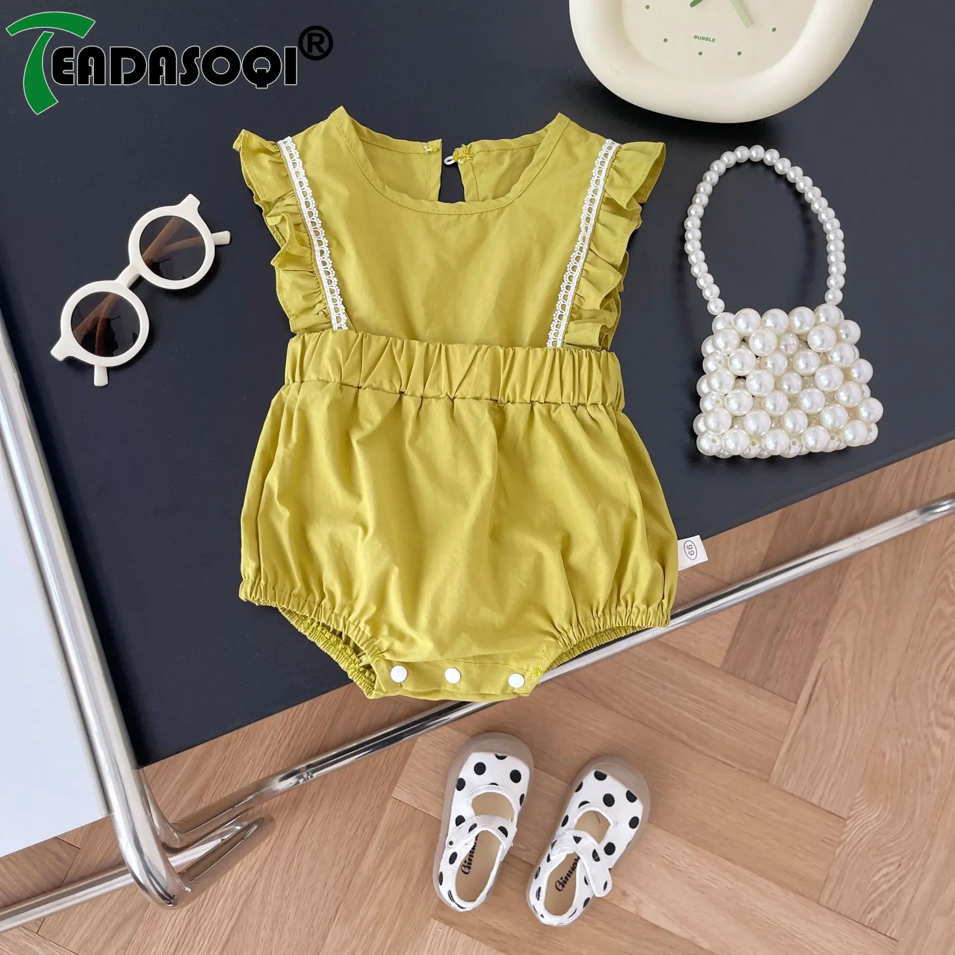 

2023 Autumn Infant Kid Clothes Newborn Baby Girls Full Sleeve Peter Pan Collar Top Shirts Floral Ruched Lace One-piece Bodysuits