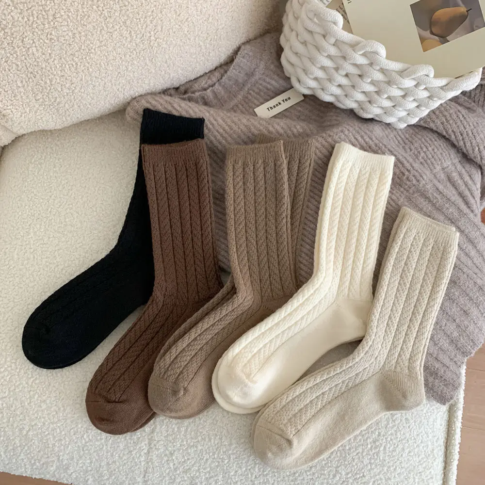 Термоноски женские осенние и зимние толстые теплые однотонные длинные носки