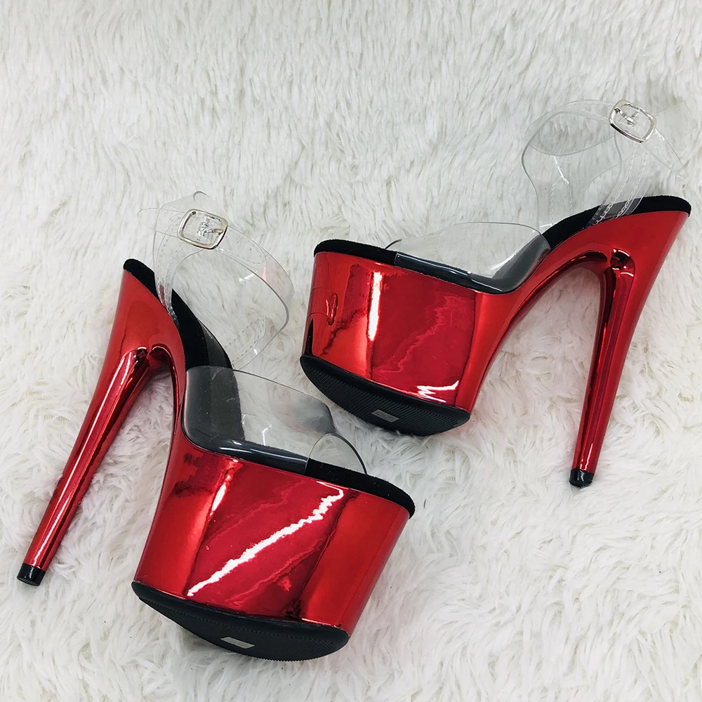 Leecabe 17CM/7Inch clear pvc upper  sexy exotic shinny platform High Heels  Pole Dancing sandals Shoes