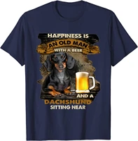 dog tshirts an old men a beer and a dachshund t shirt graphic classic tee shirt camisas oversized short sleeve cotton funny tees