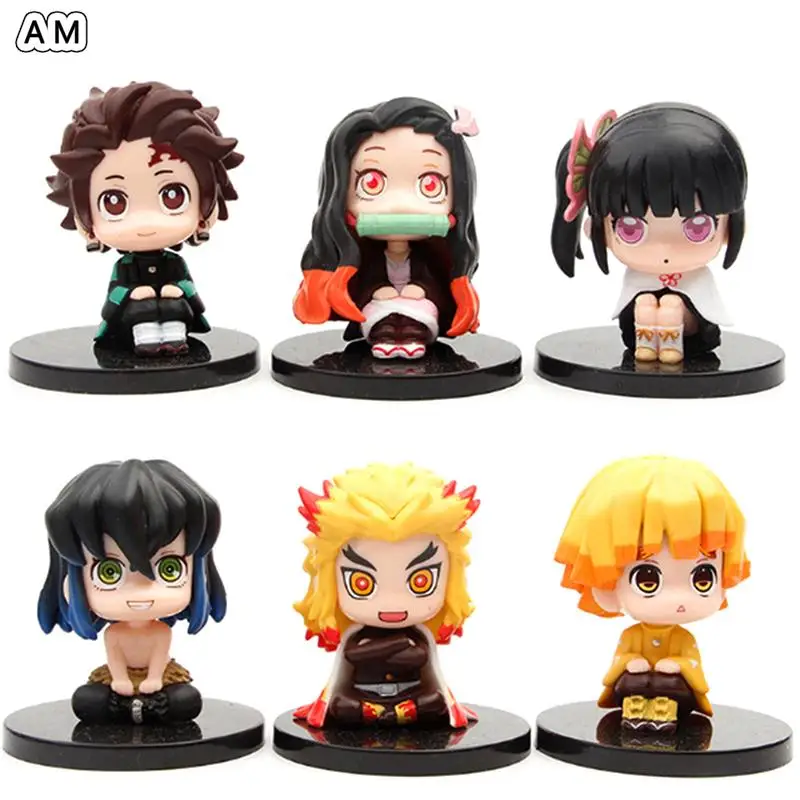 

6Pcs Anime Demon Slayer Action Figure Tanjirou Nezuko Tsuyuri Kanao Kimetsu No Yaiba Kawaii Doll PVC Collectible Model Toy Gift