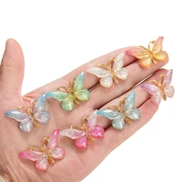 10pcs diy resin butterfly pendant pendant flat back crystal ornament jewelry making hair bag accessories phone case decoration