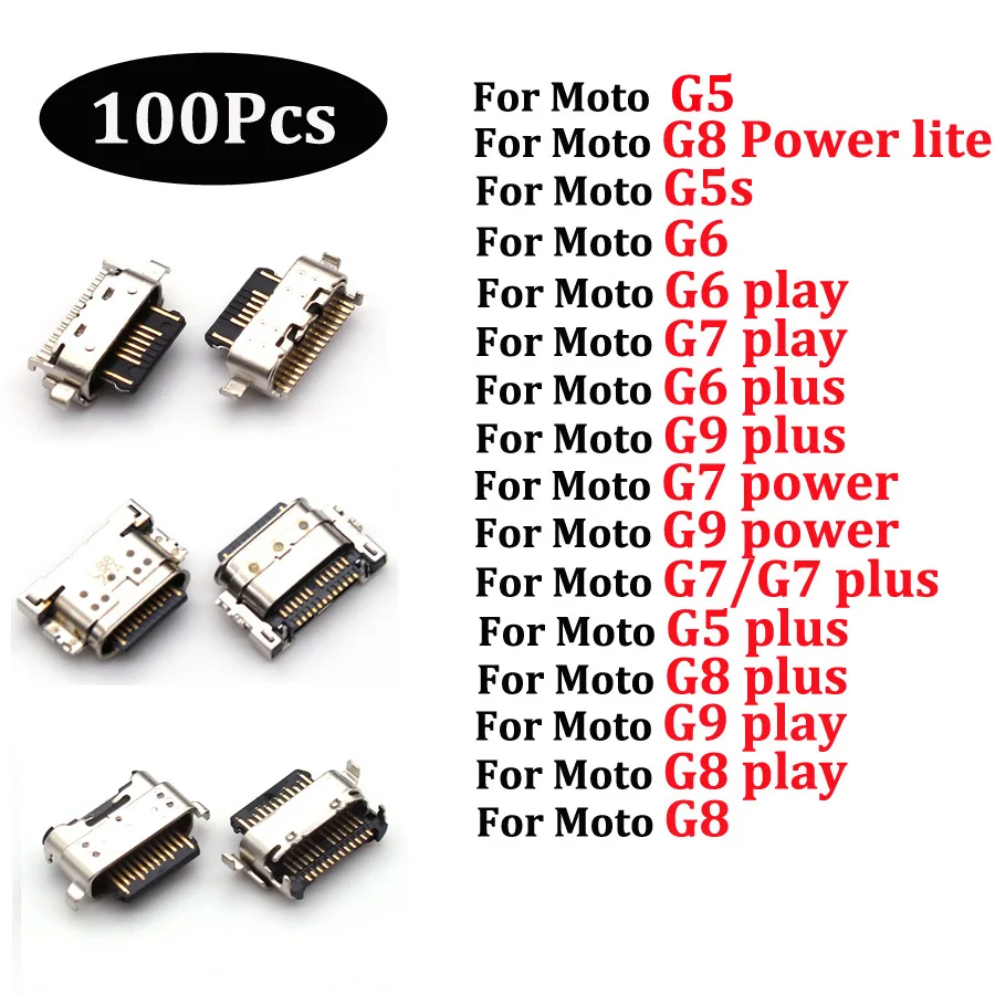 Puerto de carga Micro USB para Motorola Moto G9 G4 G5 G5S G6 G7 Plus G8 Power Play Lite, 100 unidades