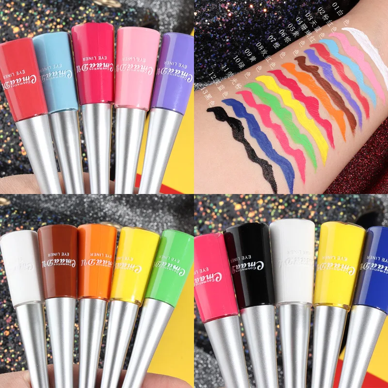 

Cat Eye Makeup Waterproof Neon Colorful Liquid Eyeliner Pen Make Up Comestics Long-lasting Black Eye Liner Pencil Makeup Tools