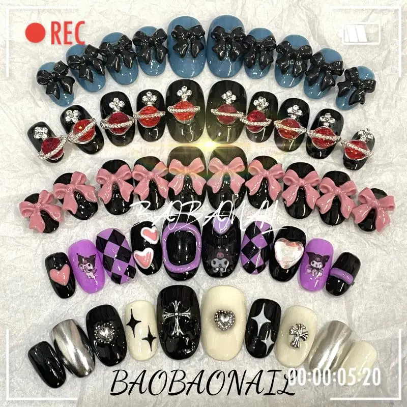 

Sanrioed Kuromi European and American Style Dark Babes Sweet Cool Style Three-Dimensional Decoration Detachable Nail patch