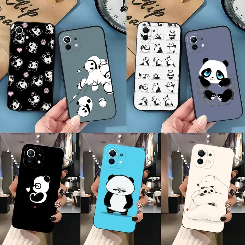 

Panda Phone Case For Redmi K40 K40s K30 K20 Pro Plus K50 Extreme GO 8 8A 9 9A 9C 9T 10 10X Black Silicone Cover