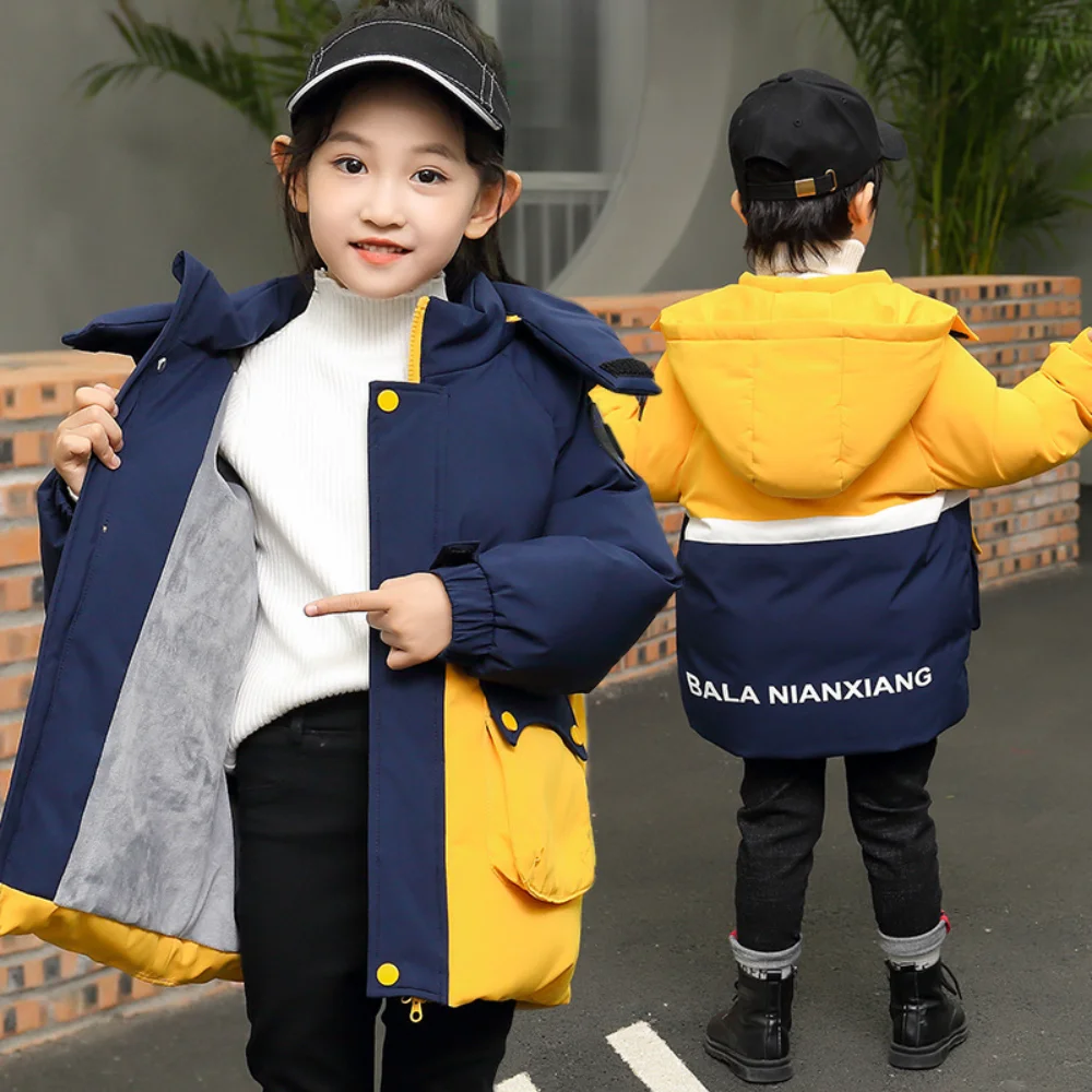 New Children's down Jacket Winter Warm Stitching Three-Proof Boys' Girls' Padded Jacket Windproof down Jacket Boy Winter Jacket