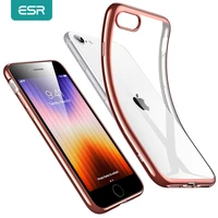 esr phone case for iphone se 2022 2020 8 7 clear dual layer slim thin transparent tpu clear bumper case cover rose gold silver