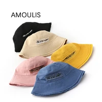 amoulis cotton bucket hats for women double sided print sun hat casual fisherman hat fashion letters travel beach caps unisex