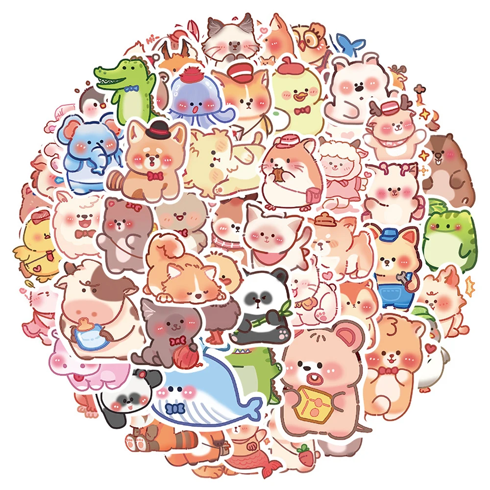 

10/30/60pcs Cute Funny Ins Animal Cartoon Stickers Laptop Scrapbook Phone Diary Label Fridge Stationery Sticker Decals Kids Toy
